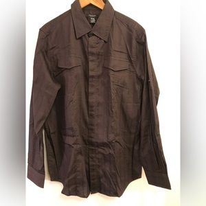 Structure/modern fit large brown dress shirt